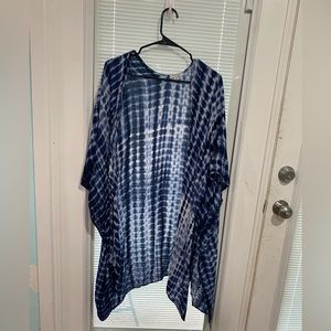 Blue tie dye kimono short sleeve